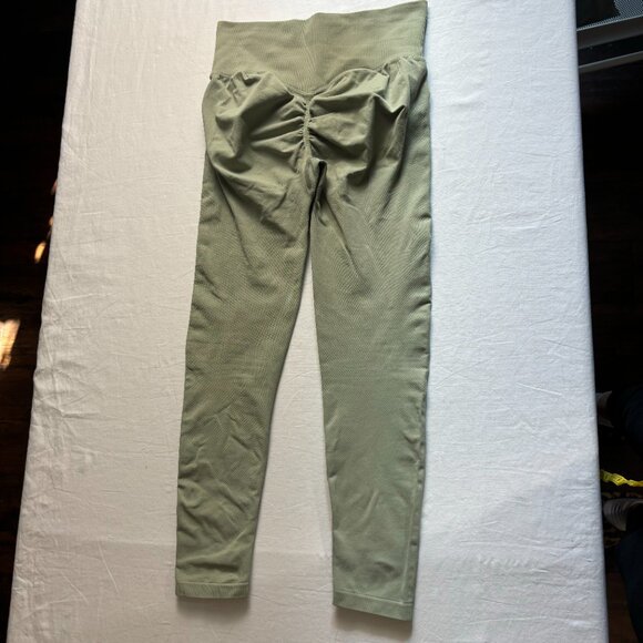 IMI High-Waisted Green Leggings Scrunch Back Detail Size M - Picture 4 of 11